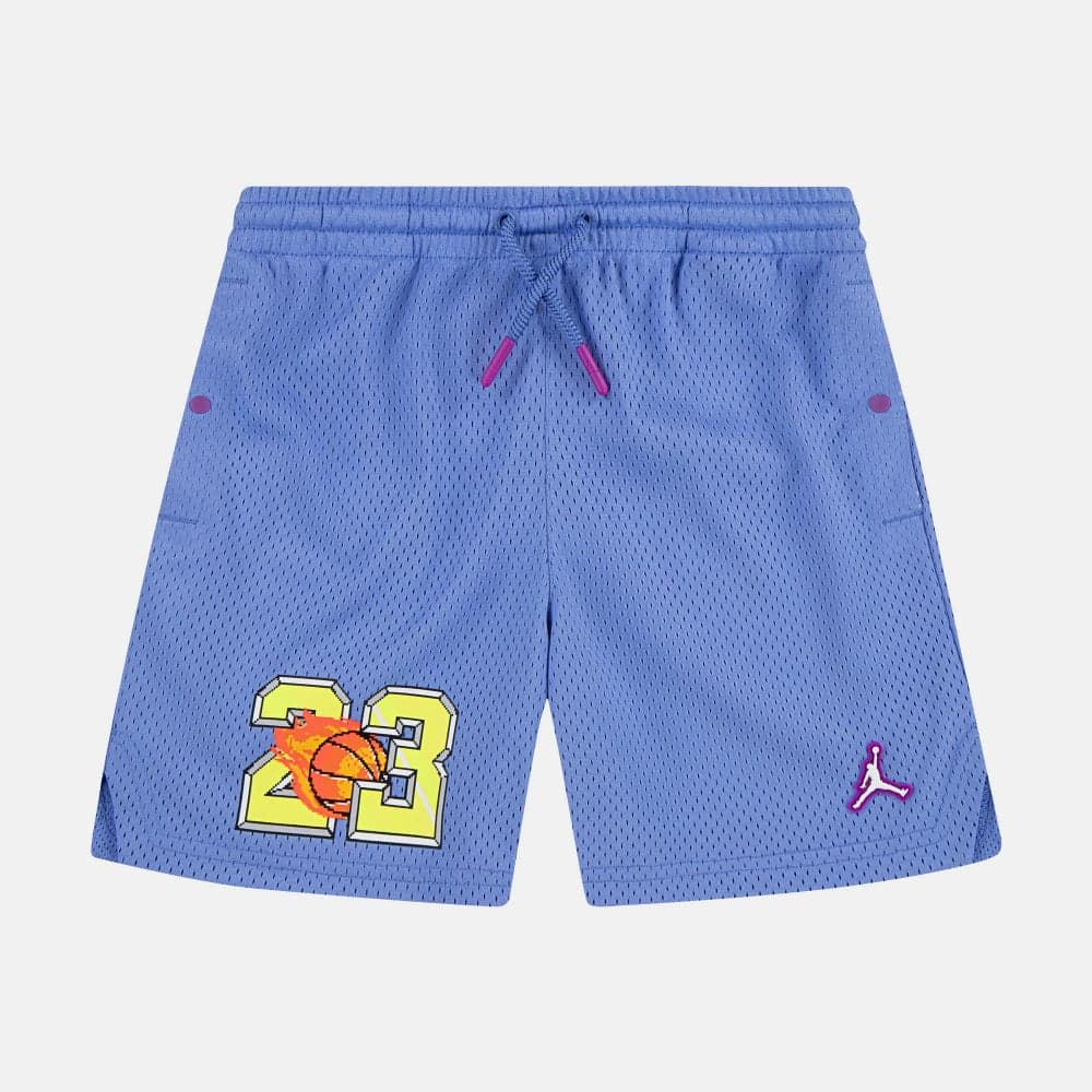 Kids' Customized Air 23 Flame Shorts Blue - Image 1