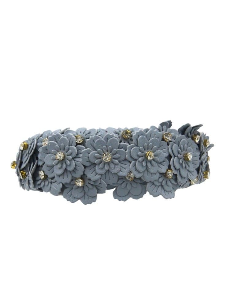 D' Daniela Erica Girls Headband Blue Grey Embroidery - Image 1