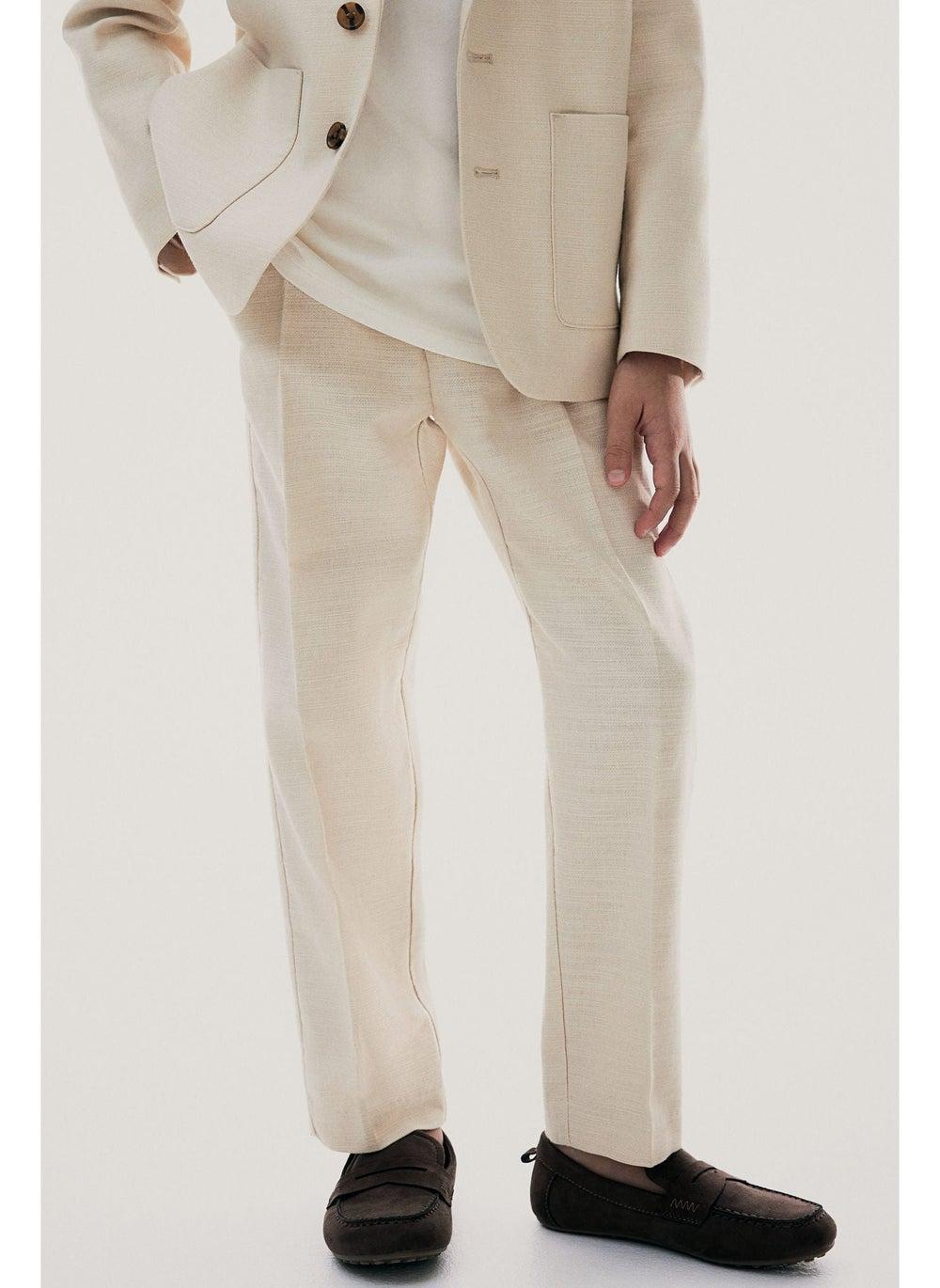 Limited Edition Boys Tailored Cream Trousers - Image 1