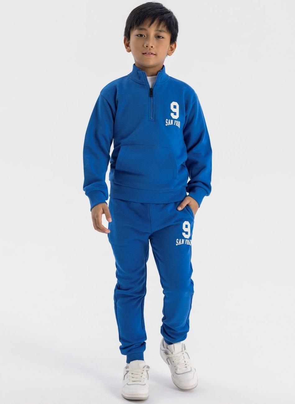 Boys Half Zip Top & Joggers Set Cobalt Blue - Image 1