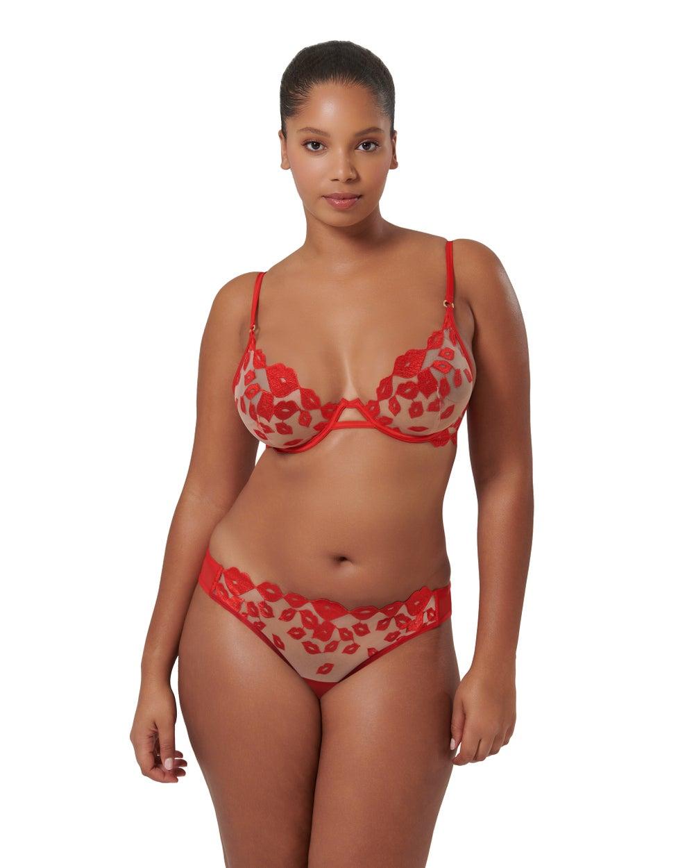 Strappy Mesh Wired Bra 42226 in Tomato Red - Image 1