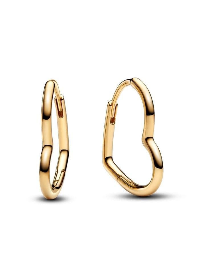 Asymmetrical Heart Hoop Earrings in 14k Gold - Image 1