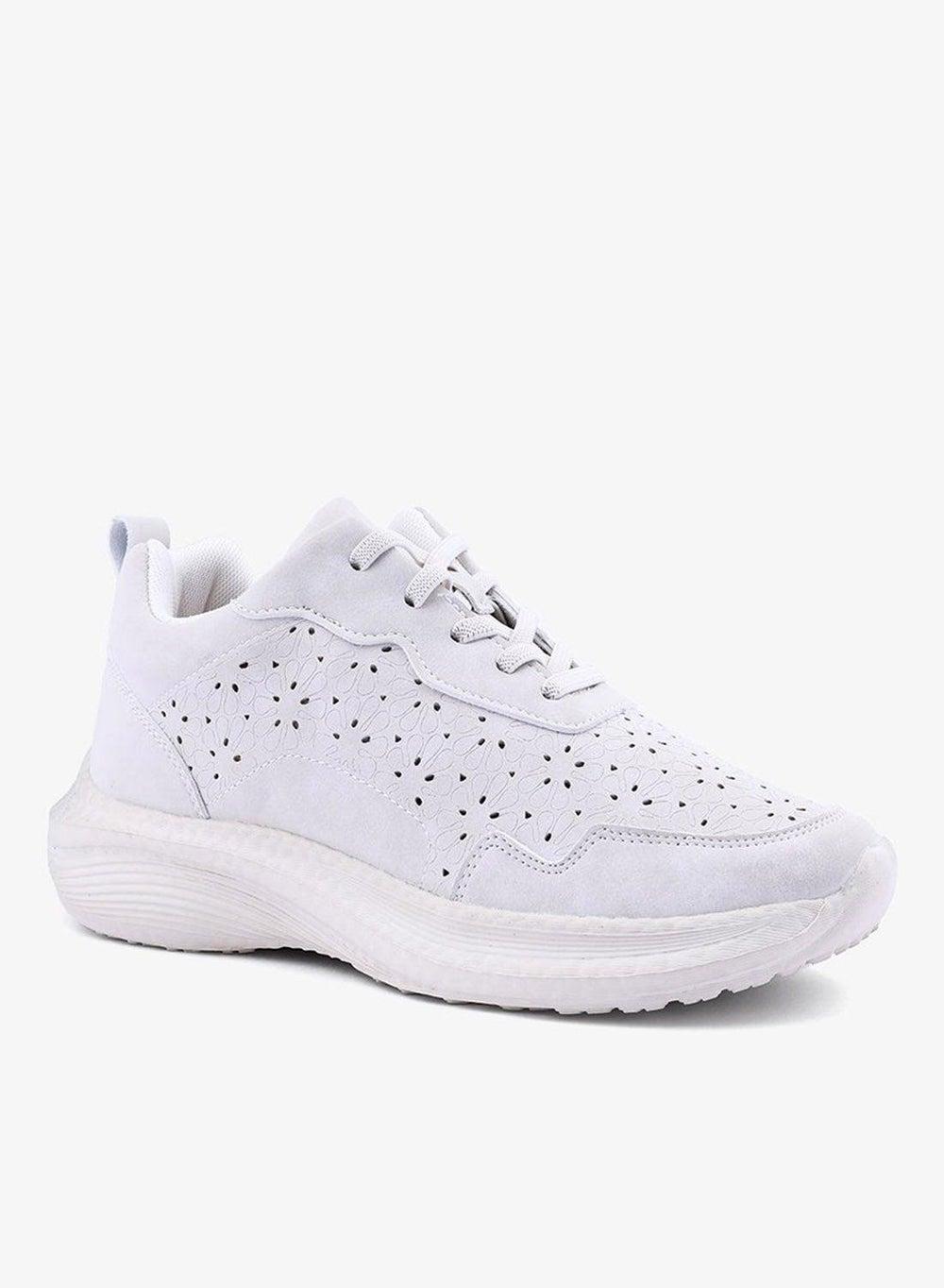 Women’s White Lace-Up Low-Top Casual Sneakers - Image 1
