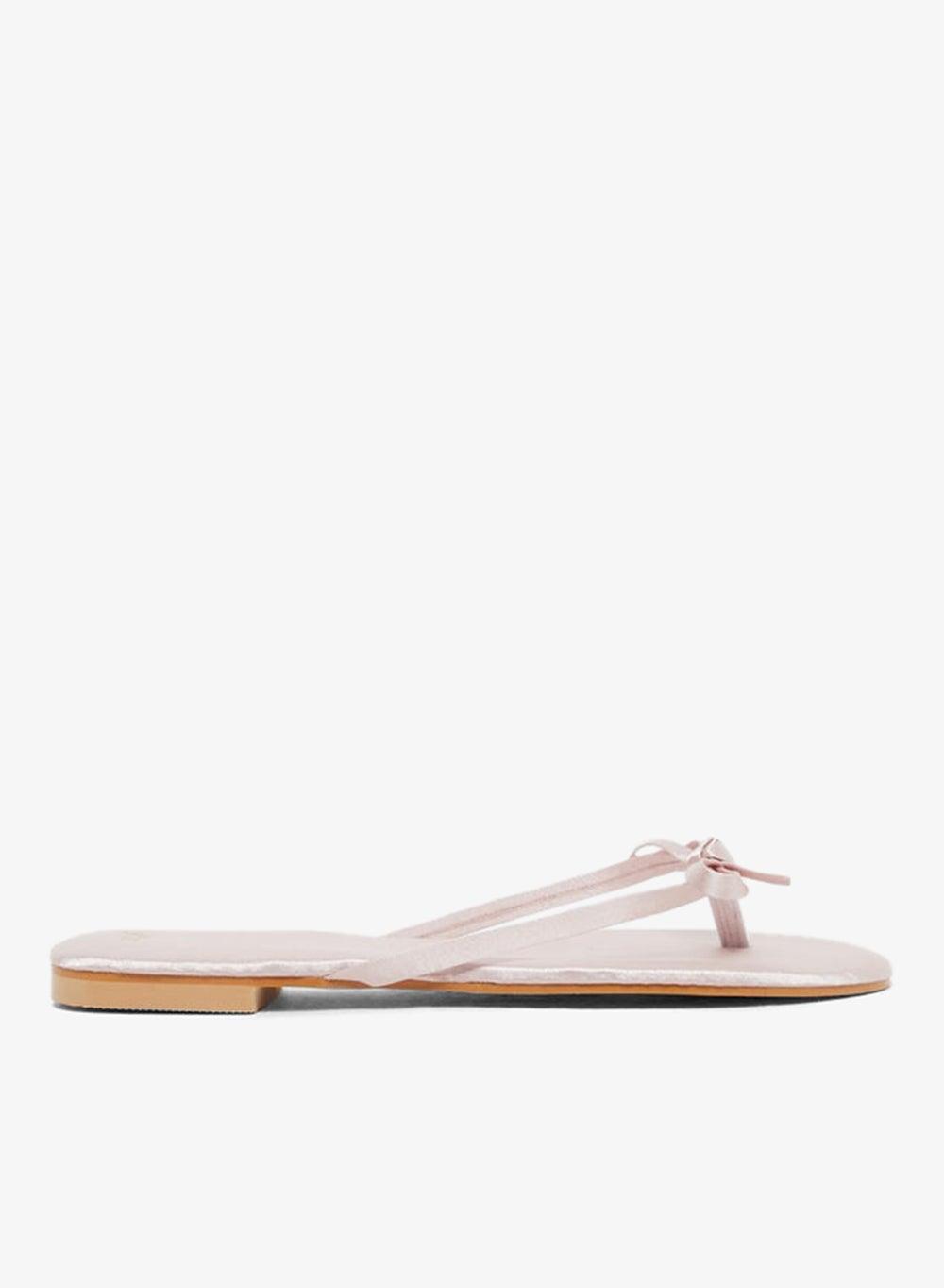 Pink Bow Trim Flat Sandals 7012843128 - Image 1