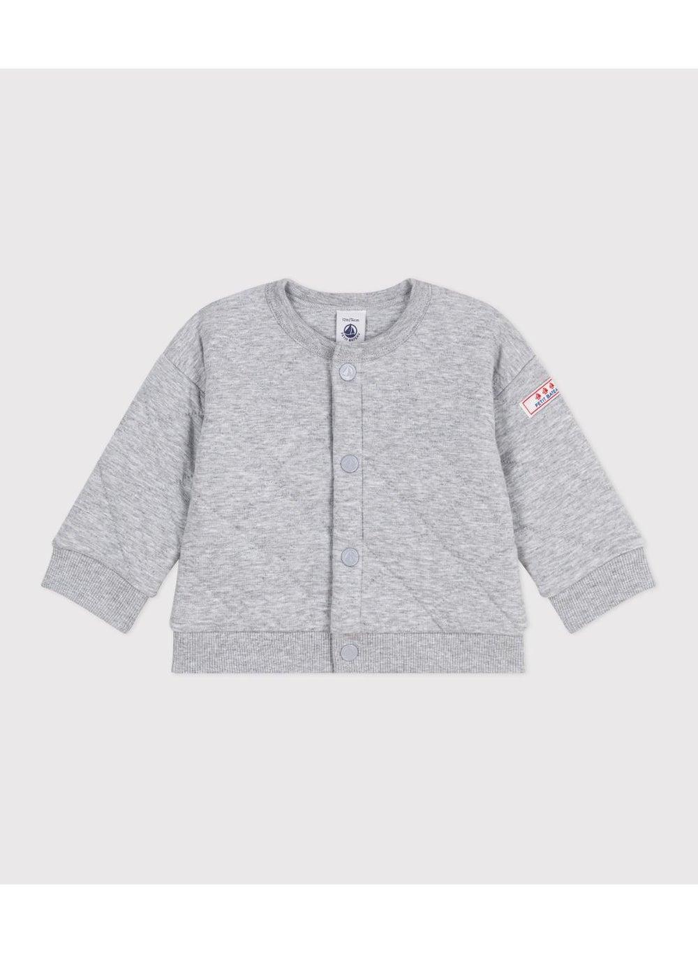 Boys Quilted Cotton Cardigan Fumee Chine - Image 1