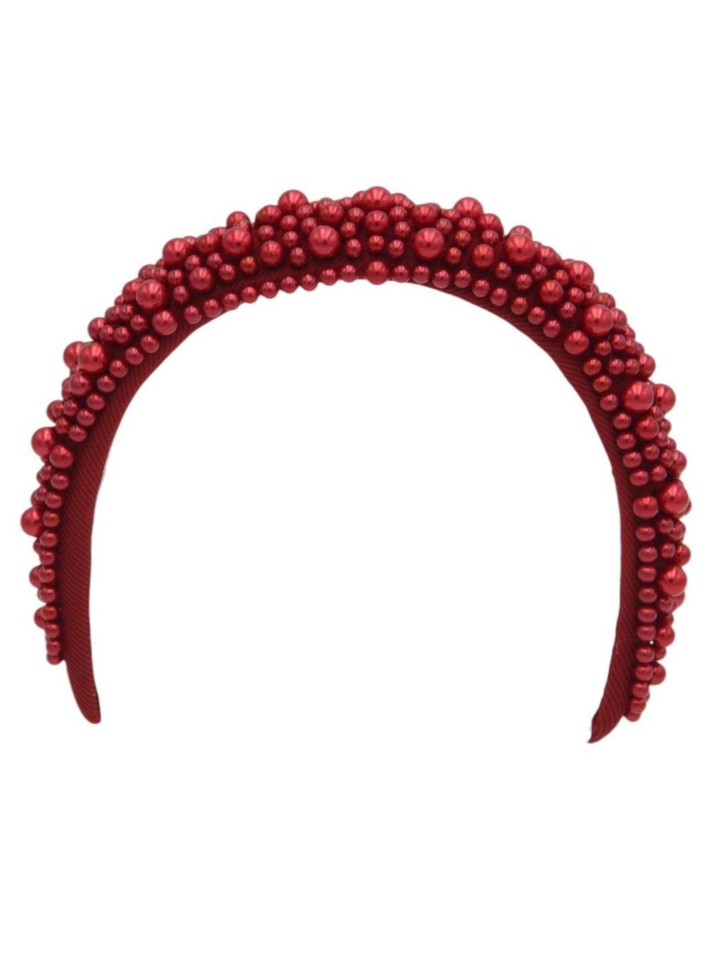 Olivia Red Embellished Headband for Women & Girls - Image 1