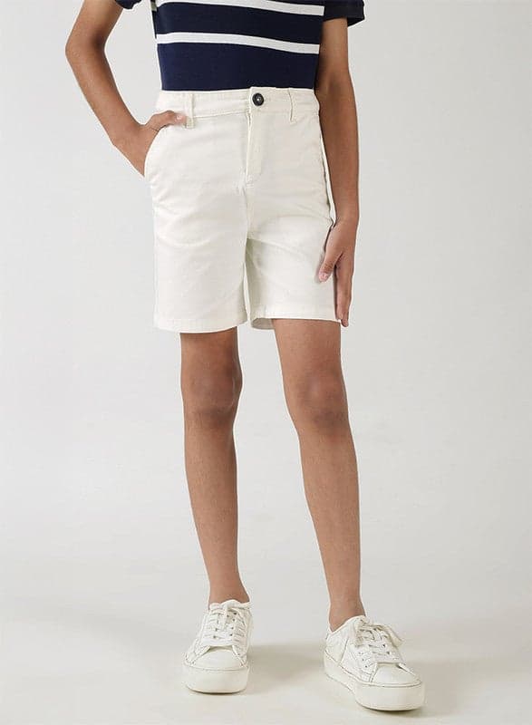 One Friday Boys Off White Cotton Casual Shorts - Image 1