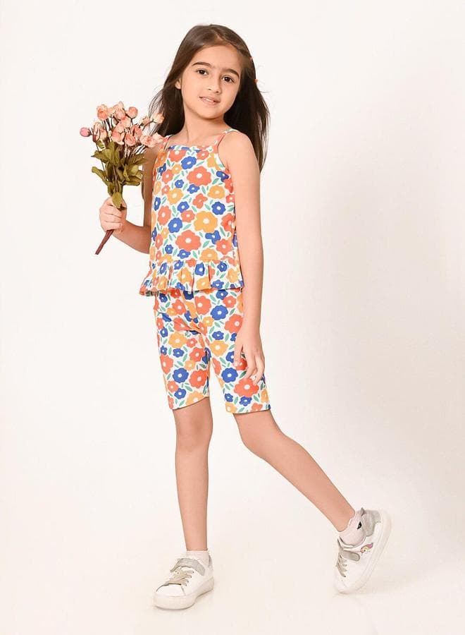 Girls Multicolour Cotton Printed Regular Fit Set - Image 1
