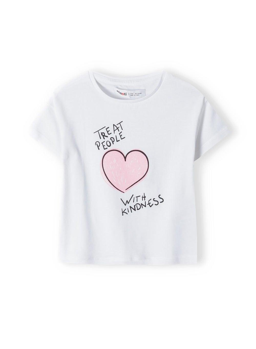 Girls Graphic Cotton T-Shirt White Short Sleeve - Image 1