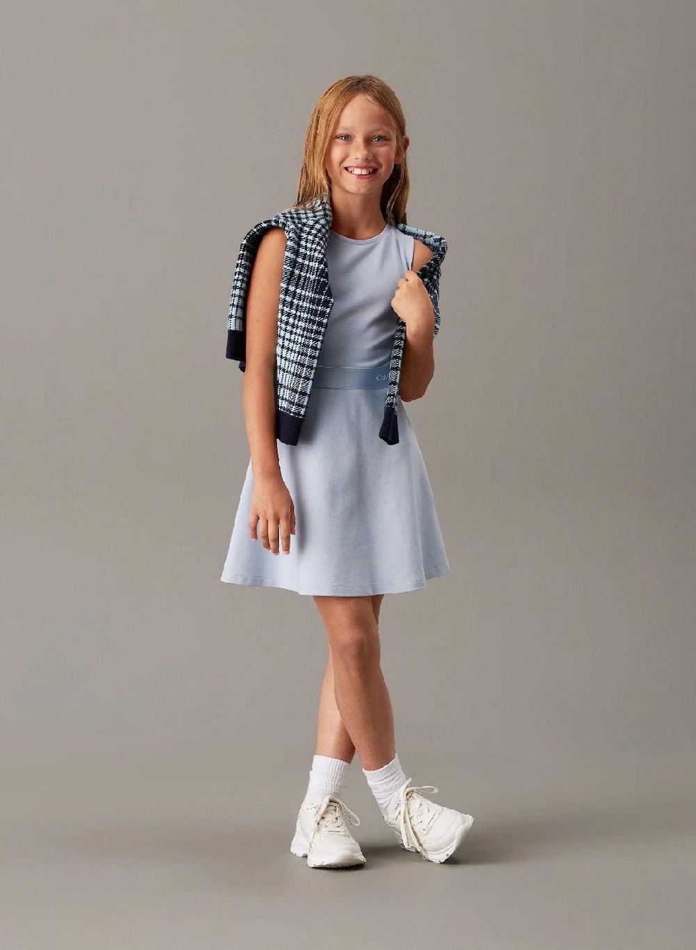 Slim Milano Sleeveless Dress in Sky Blue - Image 1