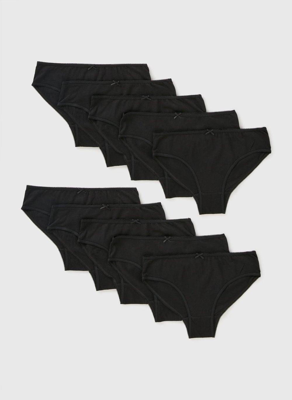10 Pack Girls Black Cotton Briefs Set - Image 1