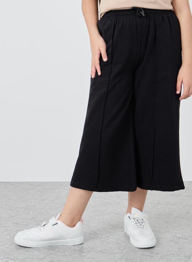 Girls Black Pintuck Wide Leg Culottes - Image 1