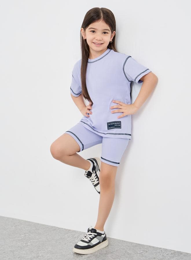 Styli Oversized Badge T-Shirt & Cycle Shorts Set - Image 1
