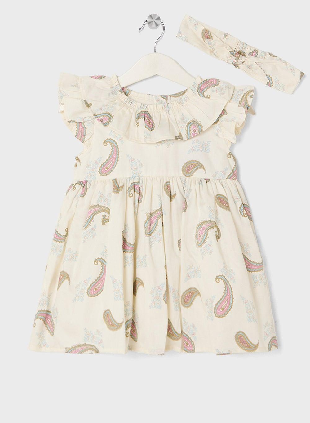 Paisley Ruffle Sundress in Cream Cotton - Image 1