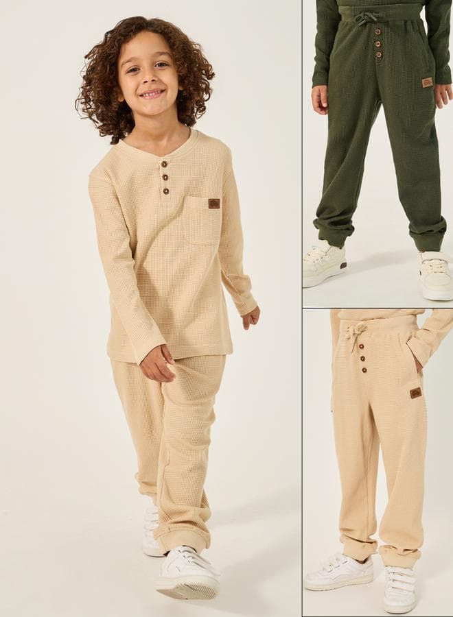 Styli Textured Badge Detail Joggers Set of 2 - Image 1