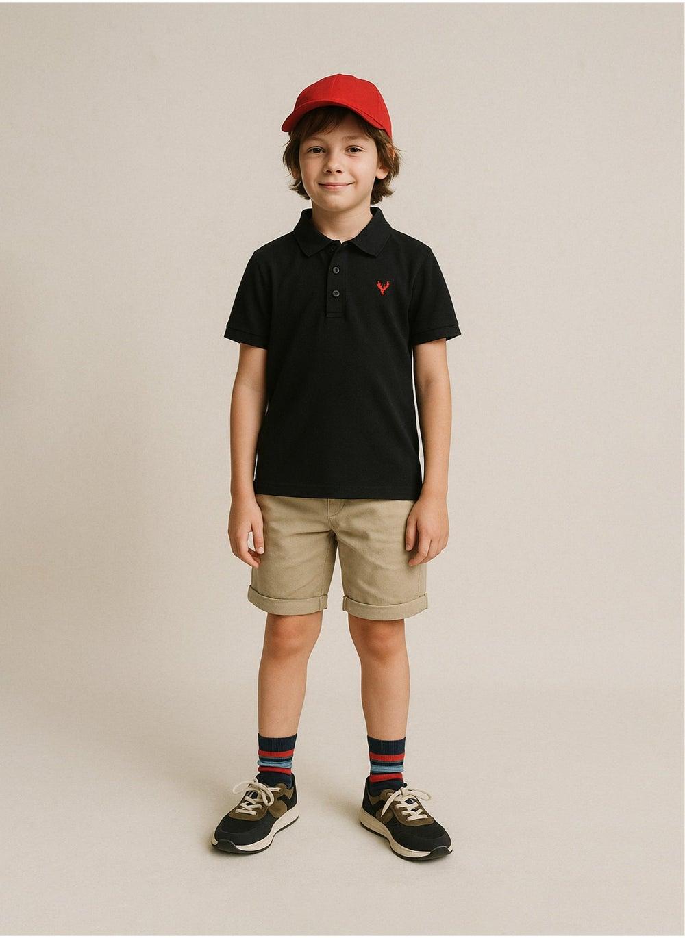 Boys Twill Five-Pocket Shorts Grey Classic Fit - Image 1