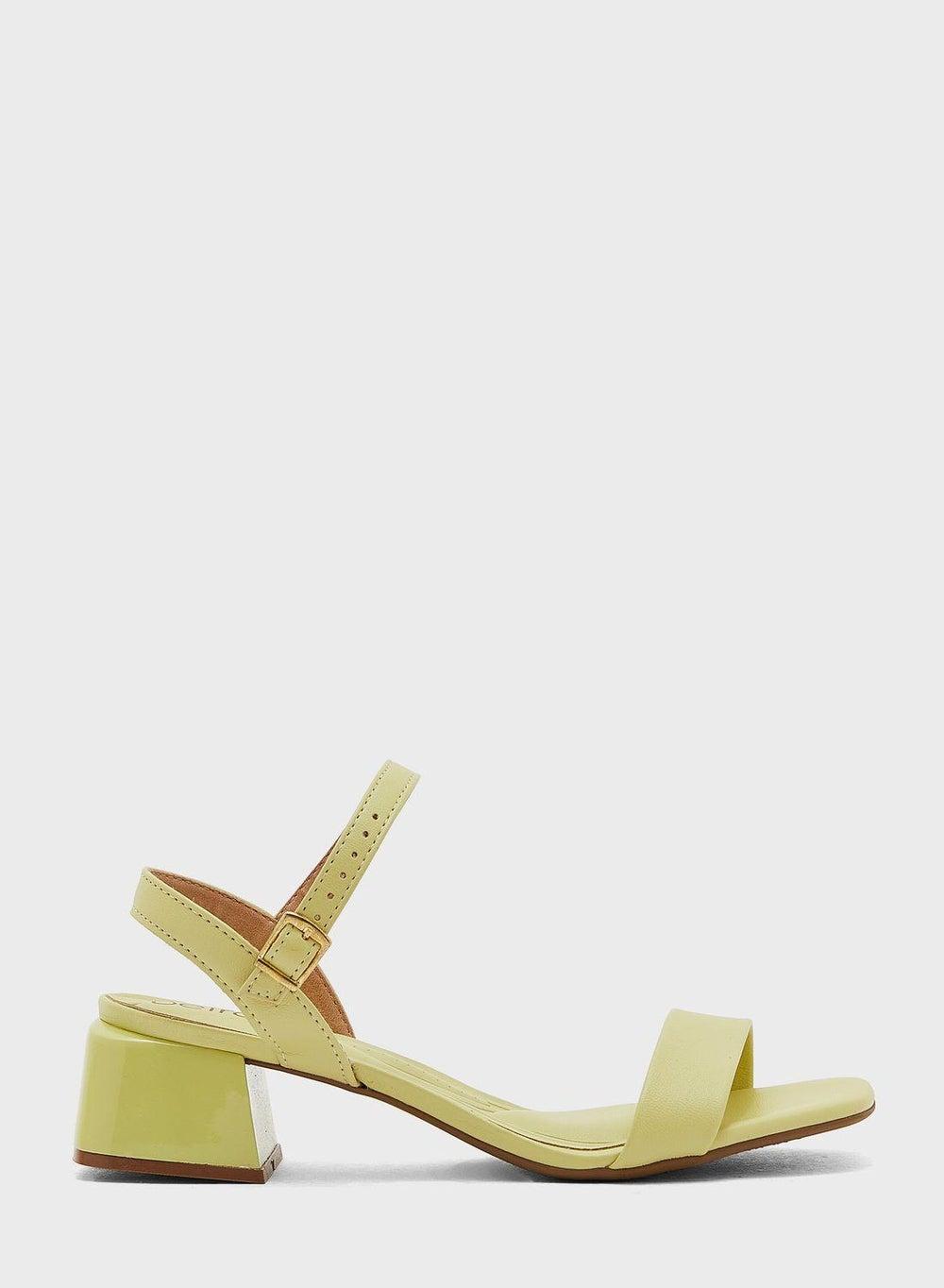Green Mid Heel Slingback Sandals with Ankle Strap - Image 1