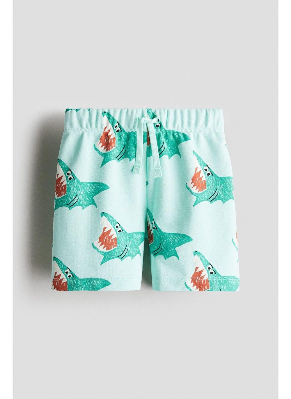 Boys Printed Sweatshorts Lightweight Green - Image 1