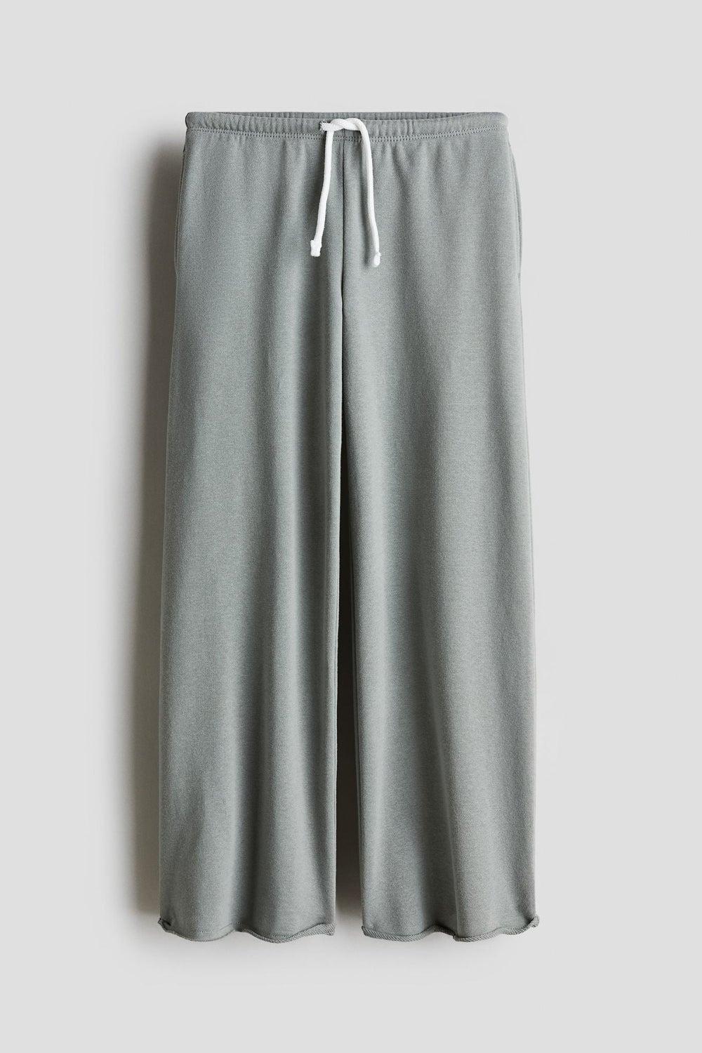 Wide Leg Joggers in Lightweight Grey Sweat Fabric - Image 1