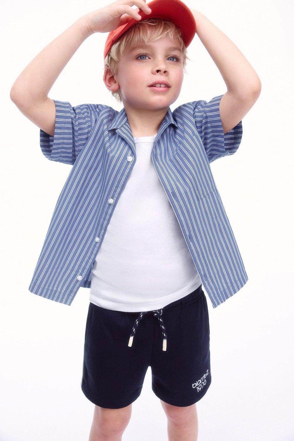 Boys Striped Poplin Resort Shirt Blue Bright - Image 1