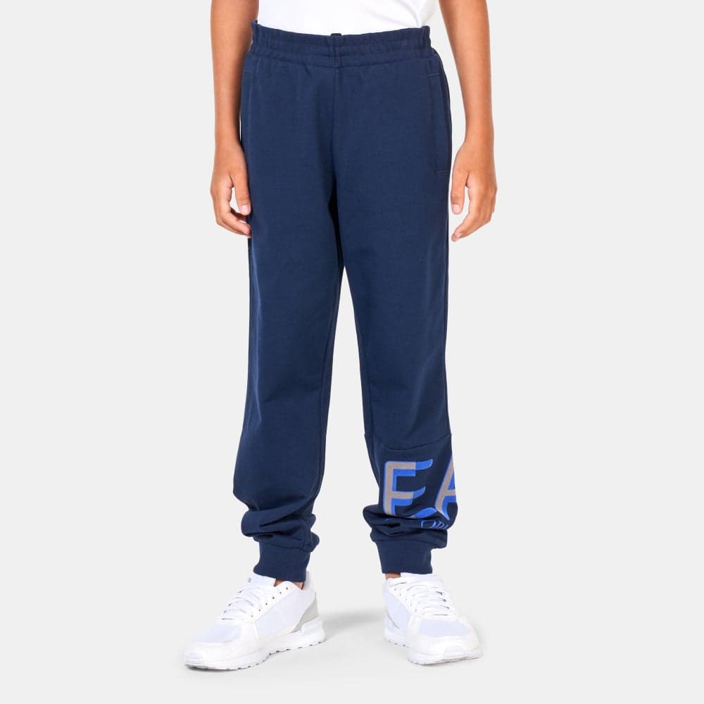 EA7 Kids' Logo Track Pants Navy Cotton - Image 1