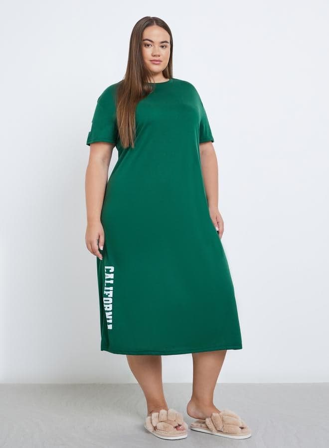 Styli Plus California Print Patch Sleep T-Shirt Dress - Image 1