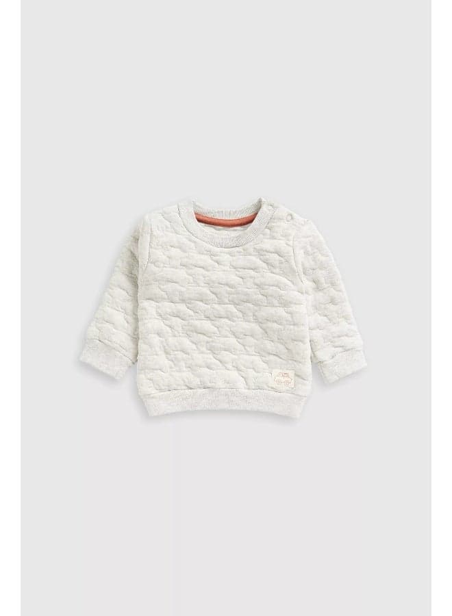 Boys Car Quilted Cotton Sweat Top If500 Grey - Image 1