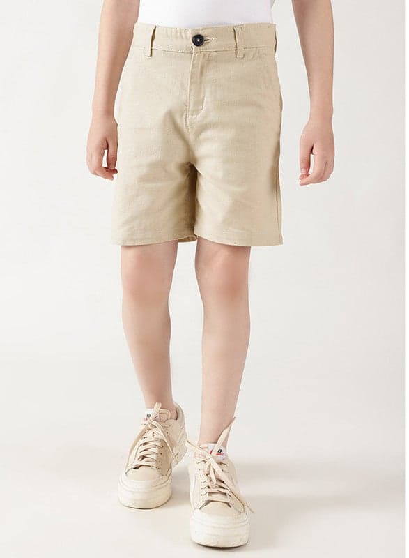 One Friday Boys Beige Regular Fit Cotton Shorts - Image 1