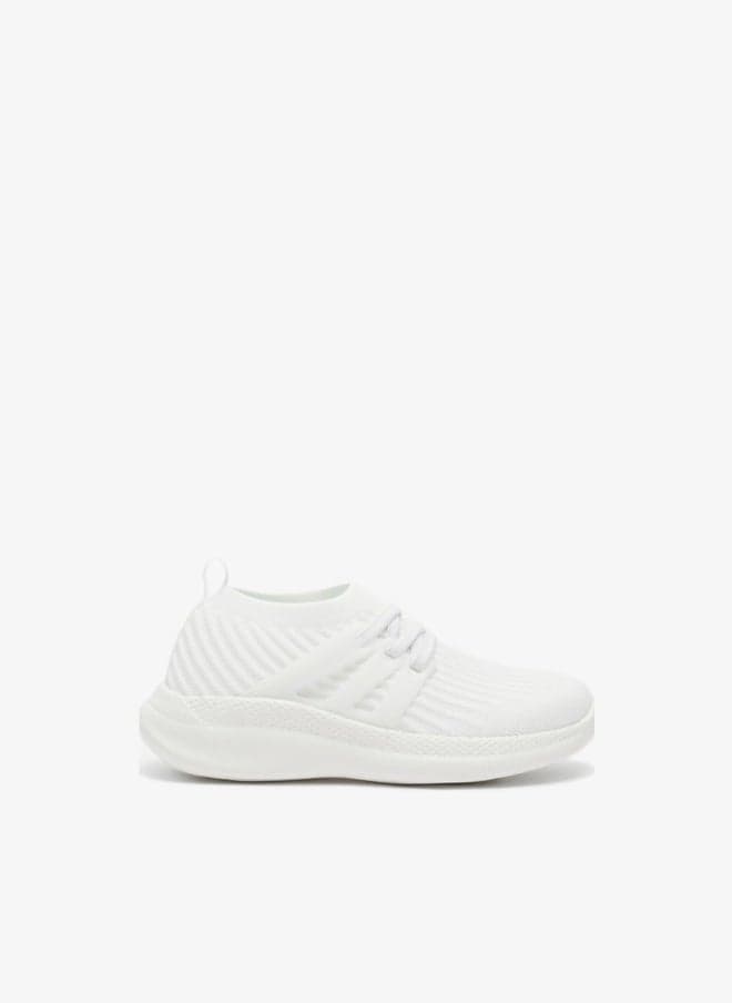 Girls White Textured Slip-On Sneakers 19Yk823 - Image 1