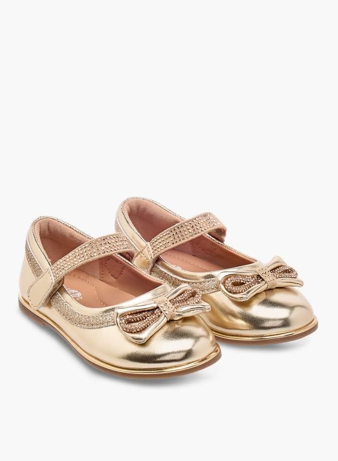 Girls Gold Bow Mary Jane Shoes 1944B17748Dgold - Image 1