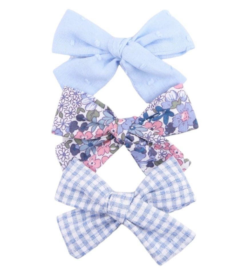 Rabia Ribbon Bow Clip Set – Blue & Multicolor - Image 1
