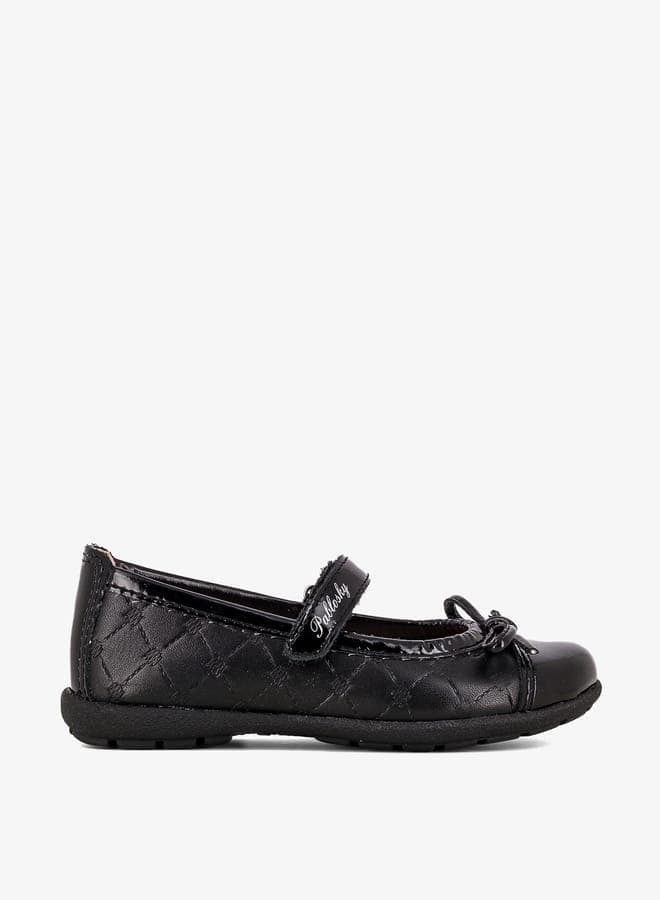 Girls Black Bow Leather School Shoes 344911Black - Image 1
