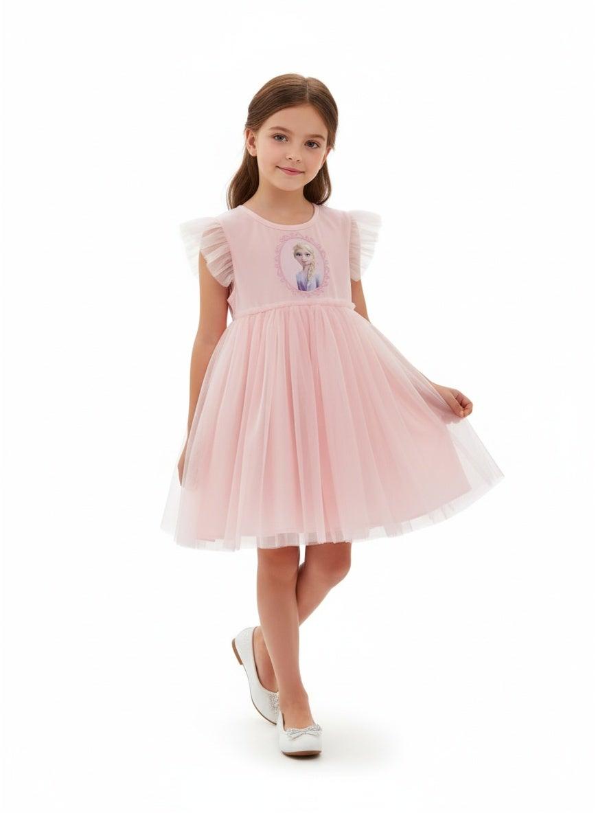Tulle Flutter Dress in Light Pink - Image 1