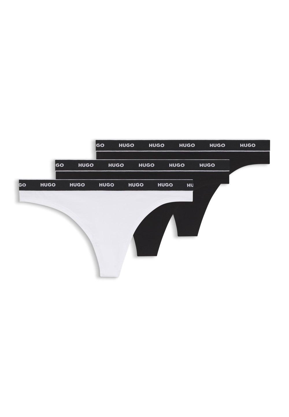HUGO Three-Pack Stretch Cotton Logo Thongs - Image 1