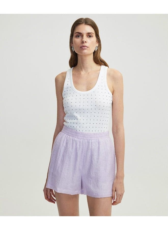 Lilac Rhinestone Regular Fit Shorts - Image 1