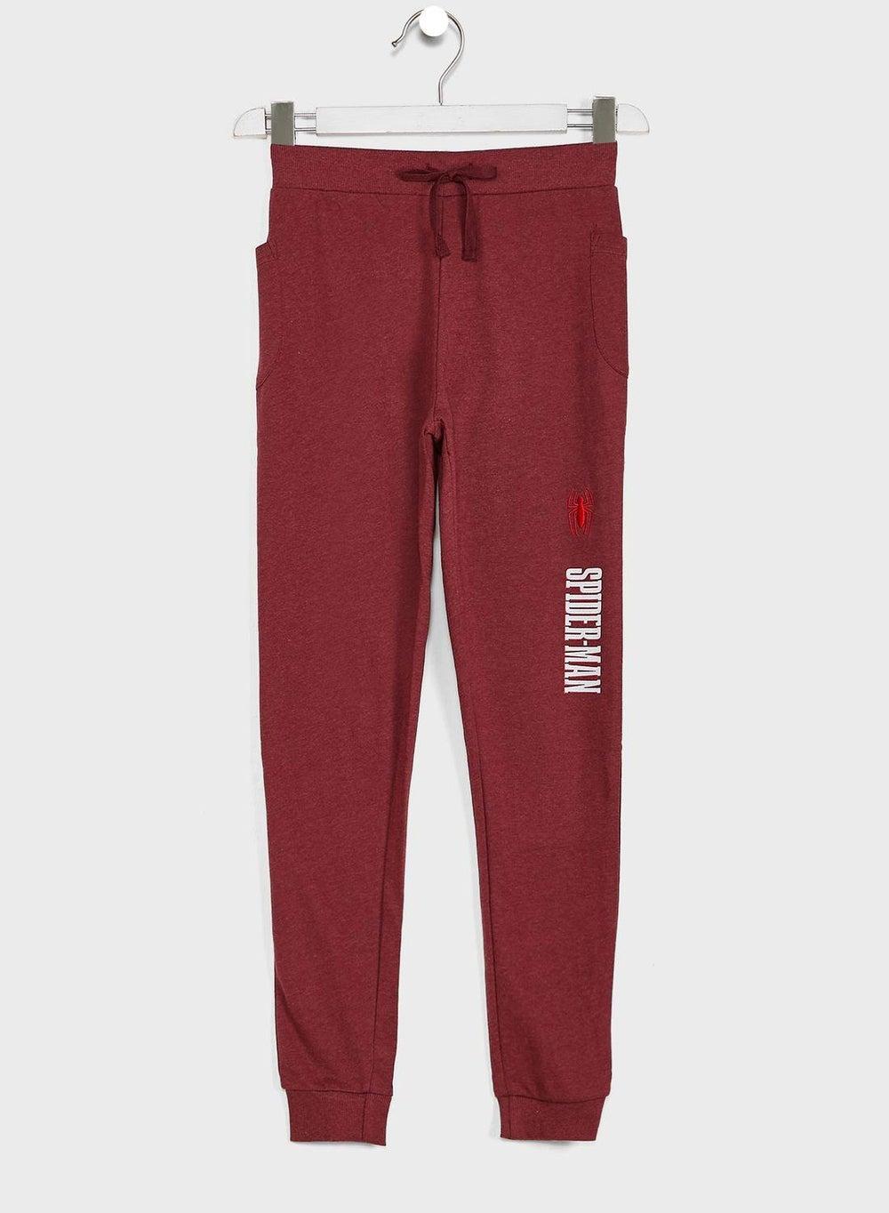 Youth Spiderman Maroon Straight Fit Sweatpants - Image 1