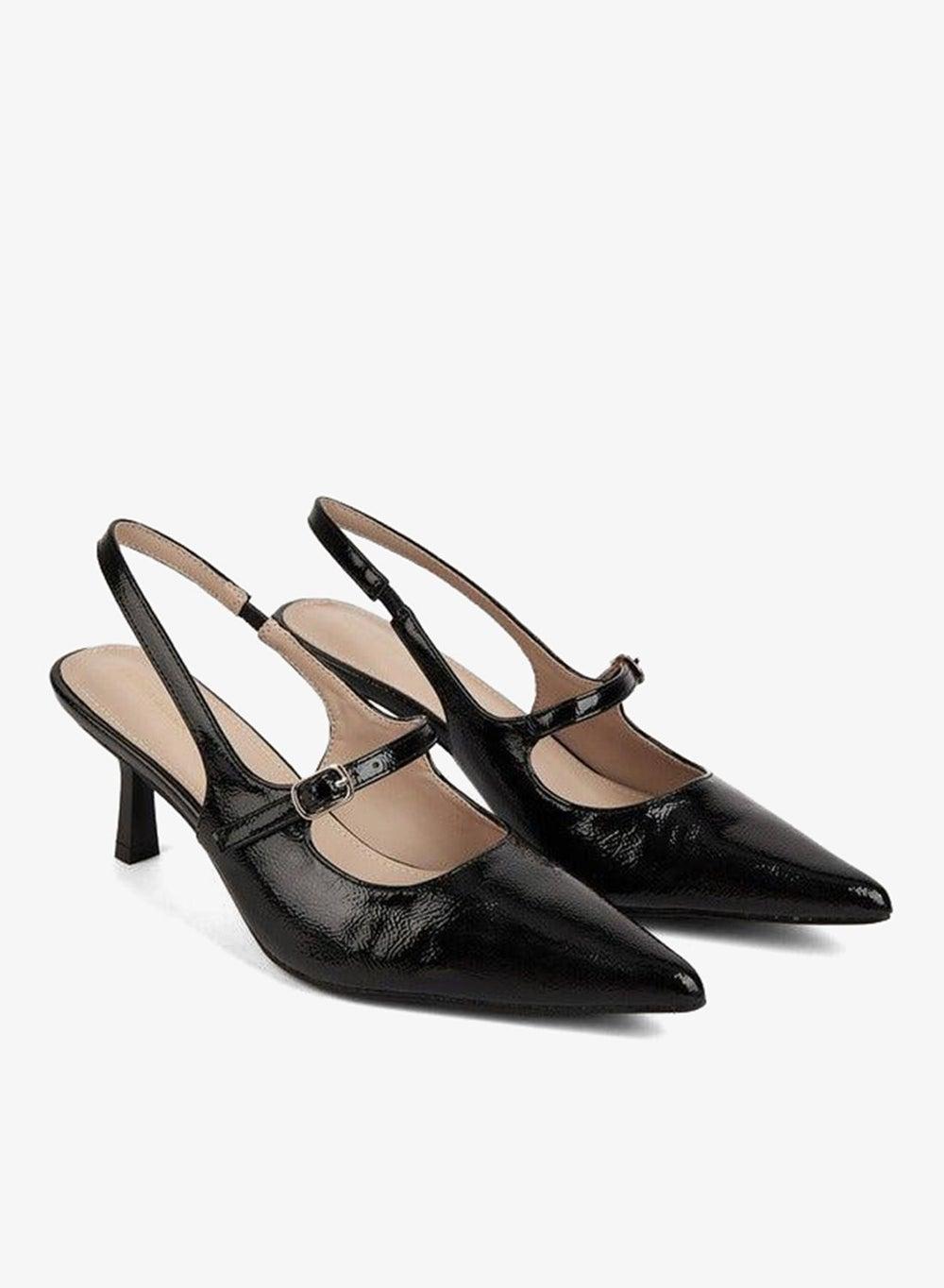 Patent Slingback Pumps with Buckle & Flared Heels - Image 1