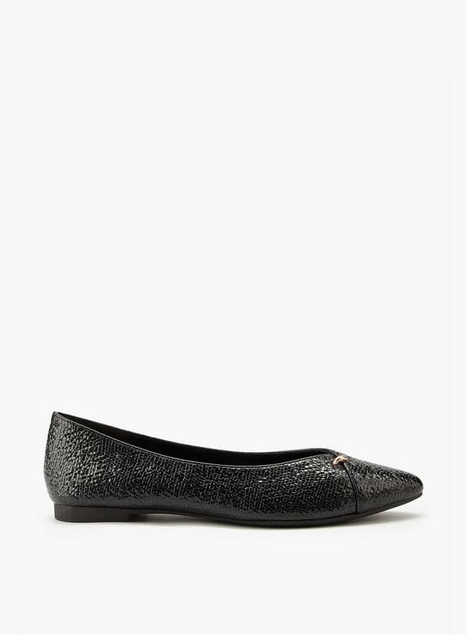Flora Bella Pointed Textured Slip-On Ballerina Flats - Image 1