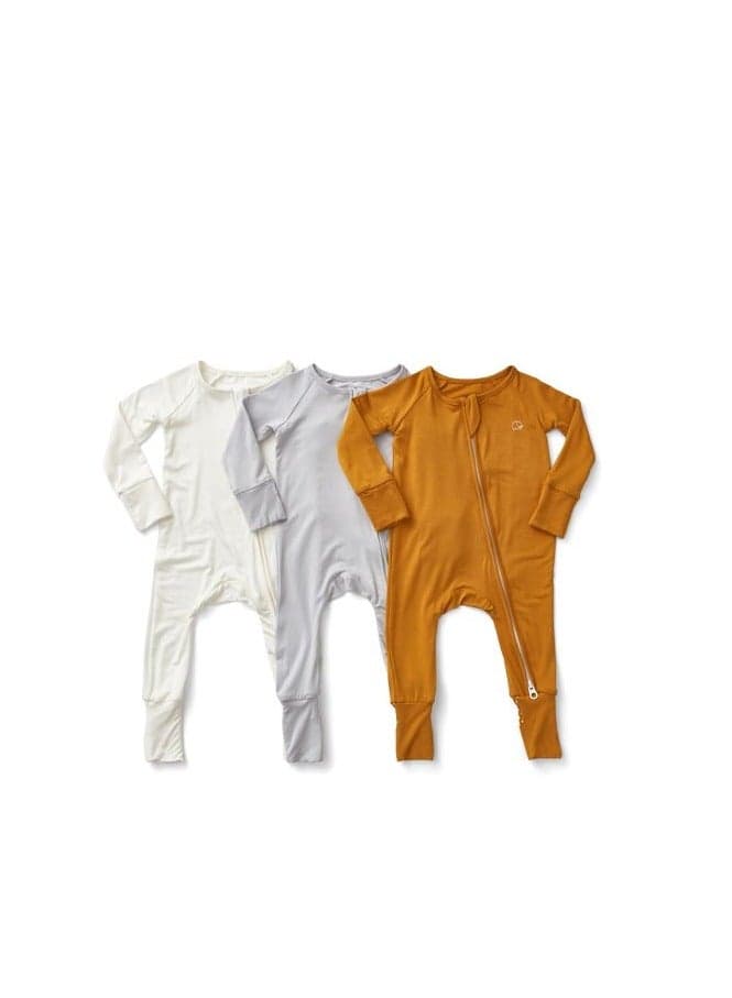 3-Pack Bamboo Spandex Zipper Sleep Suit 0-3 Months - Image 1