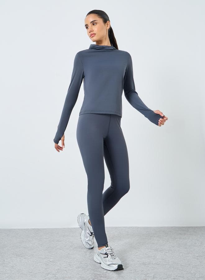 Charcoal Stitch Thumbhole Hooded Active Set - Image 1