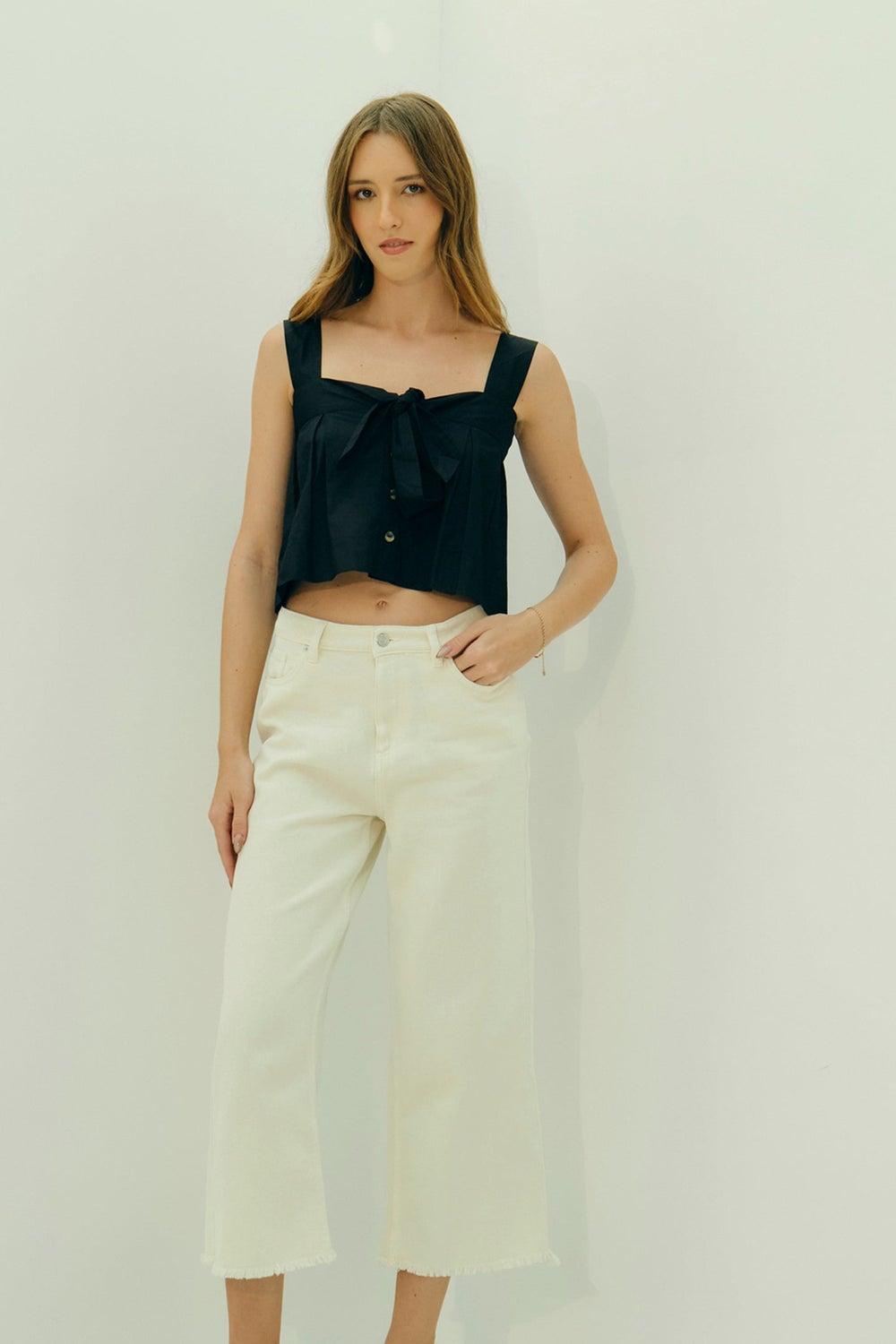 Virgio High-Rise Off-White Flared Cotton Trousers 62046290 - Image 1