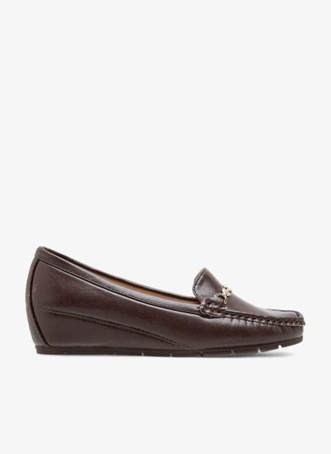 Brown Metal Accent Wedge Heel Loafers R25Aw00339 - Image 1