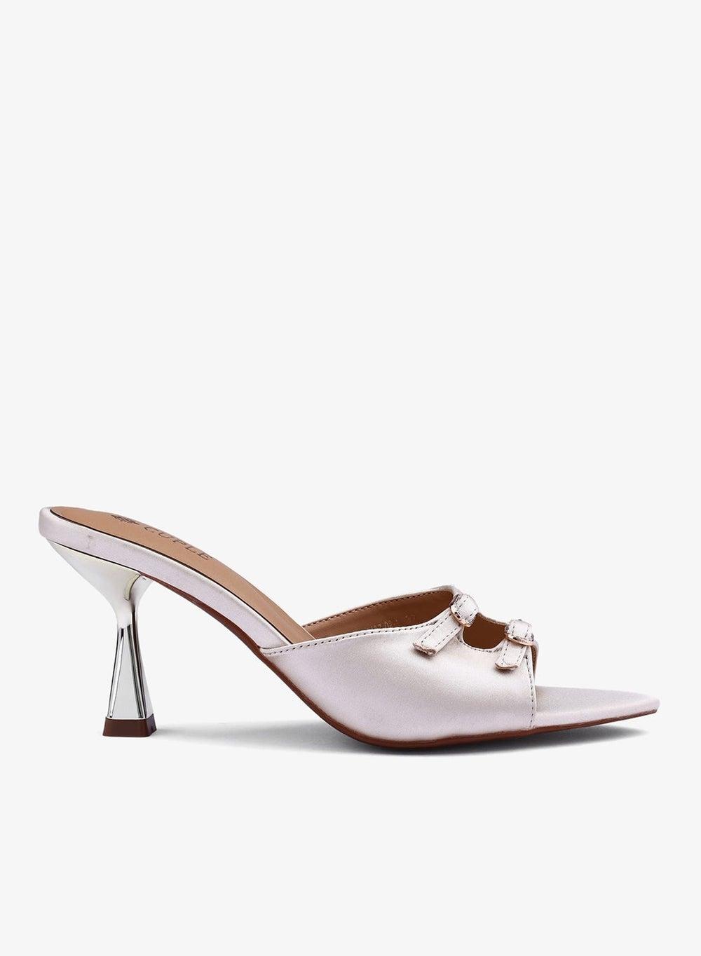 Gold Dual Buckle Stiletto Heel Sandals - Image 1
