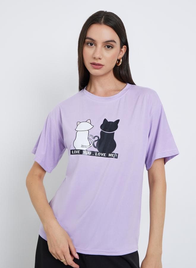 Take Two Purple Graphic Print Regular Fit Tee - Image 1