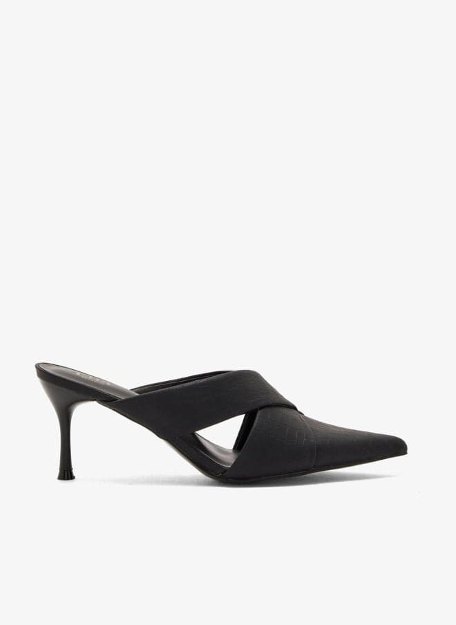 Black Croc-Effect Cutout Pointed Pumps Hc7312 9 - Image 1