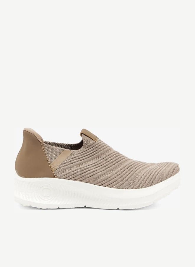 C08 Beige Cushioned Slip-On Sneakers for Women - Image 1