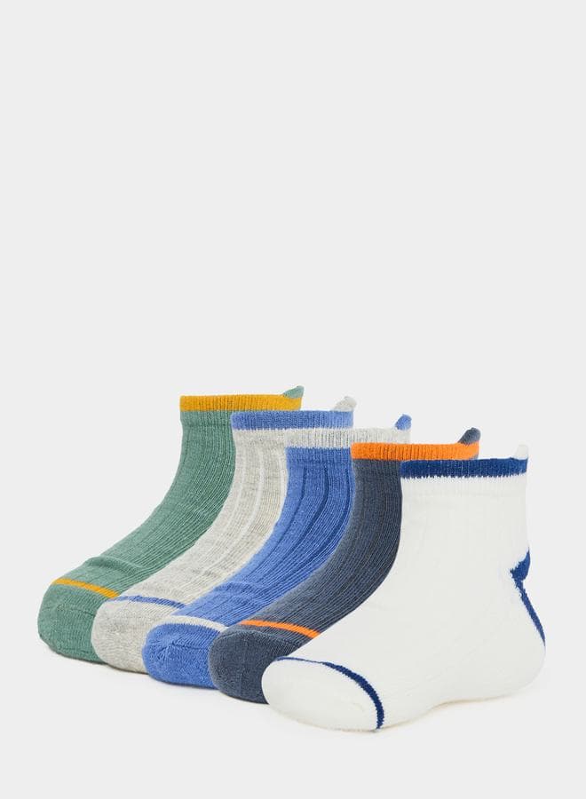 Pack of 5 Boys Striped Ankle Socks - Image 1