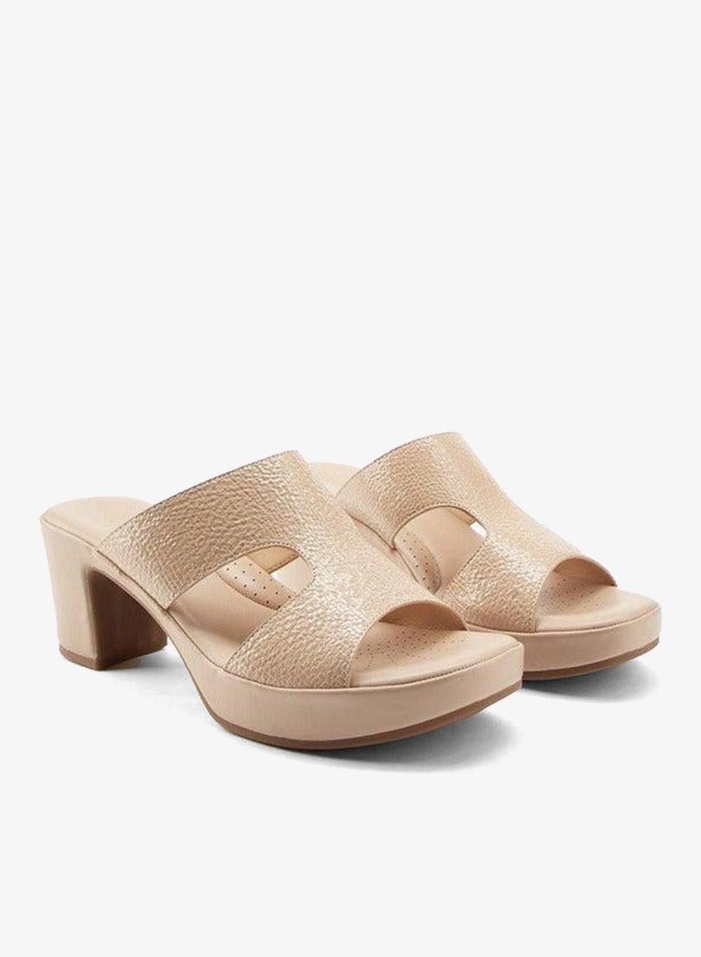 Textured Nude Block Heel Slip-On Sandals Onex90146 - Image 1