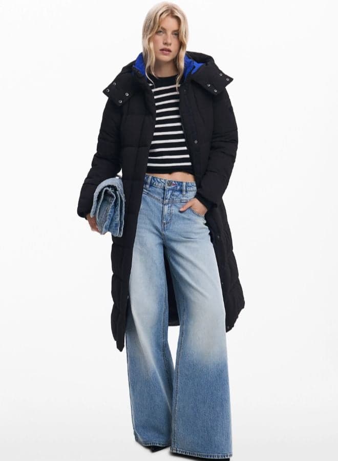Black Belted Long Padded Jacket 25Wwew24 2000 - Image 1