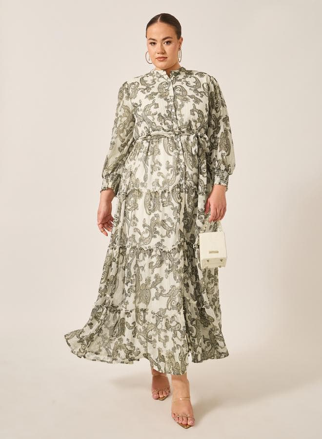 Styli Plus Size Paisley Tiered Maxi Dress - Image 1